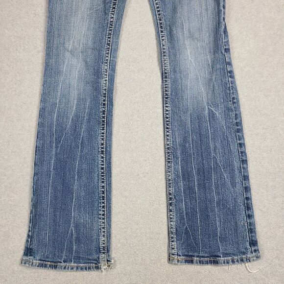 Miss Me Jeans 28 Blue Irene Boot Stretch Low Rise Distressed Denim Pants - Picture 5 of 16